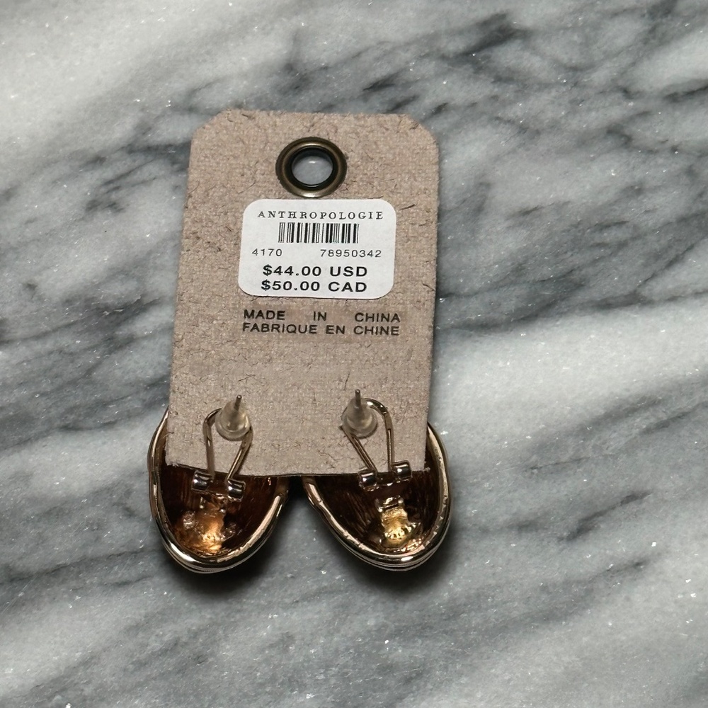 Anthropologie Gold Linked Shelled Earrings New - Picture 2 of 3